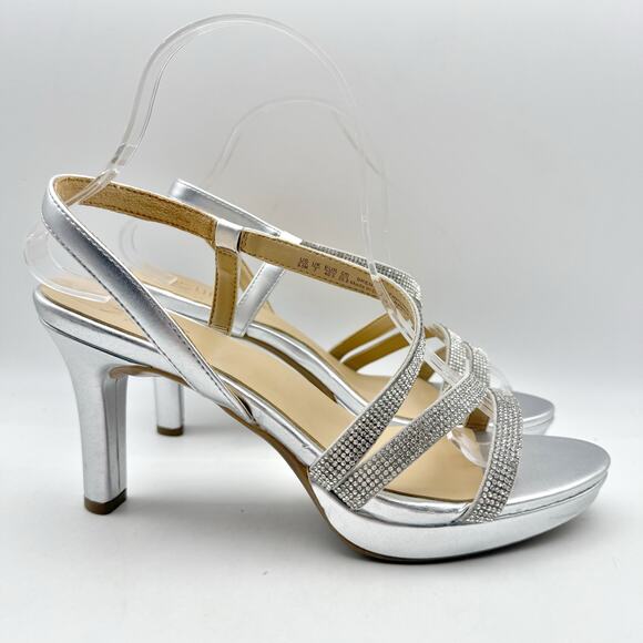 Naturalizer Womens Brenta2 Platform Heel Sandal US 9.5 M EU 40.5 Silver NWOB - Picture 4 of 14